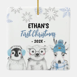 Winter Wonderland Boy Eerste Kerstmis Keramisch Ornament