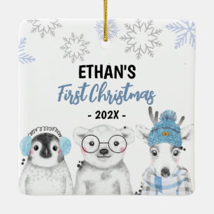 Winter Wonderland Boy Eerste Kerstmis Keramisch Ornament