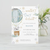 Winter Wonderland Boy eerste verjaardag Kaart (Staand voorkant)