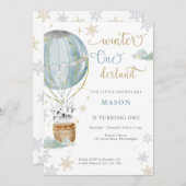 Winter Wonderland Boy eerste verjaardag Kaart (Voorkant / Achterkant)