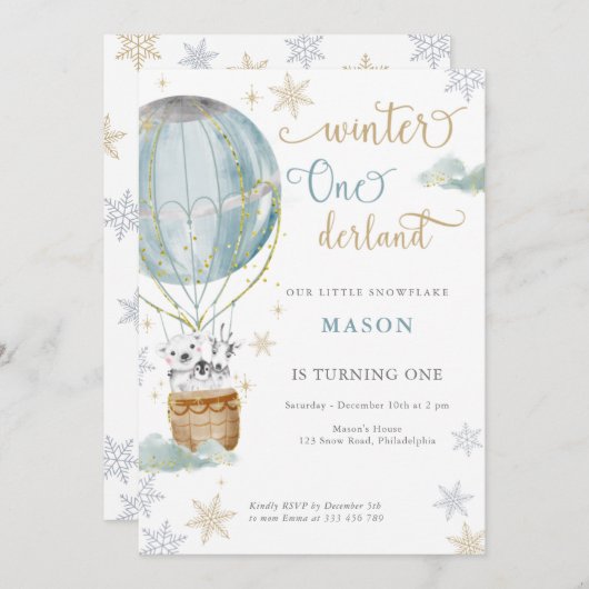 Winter Wonderland Boy eerste verjaardag Kaart (Voorkant / Achterkant)