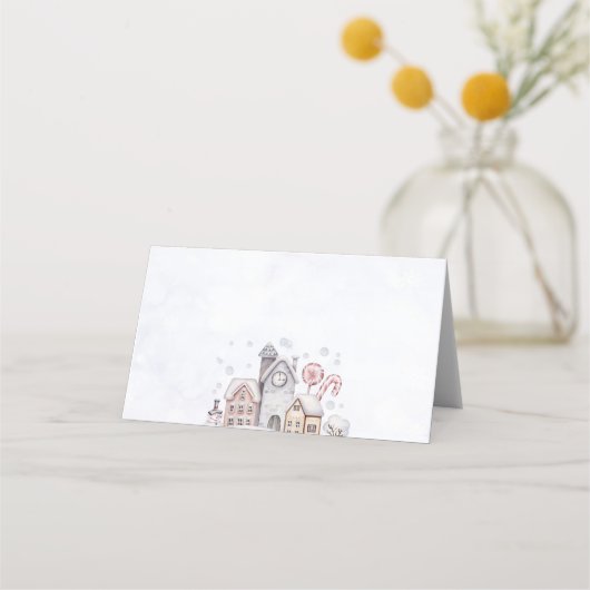Winter Wonderland Boy Food Tent Place Card Plaatskaartje (Voorkant)
