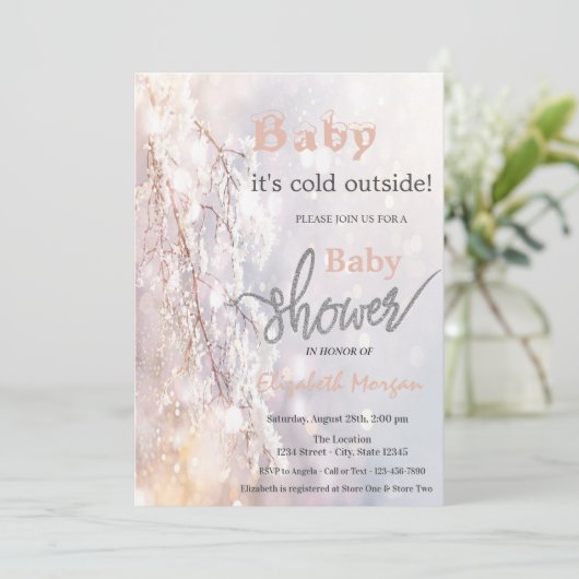 Winter Wonderland Branches Baby shower Kaart (Staand voorkant)