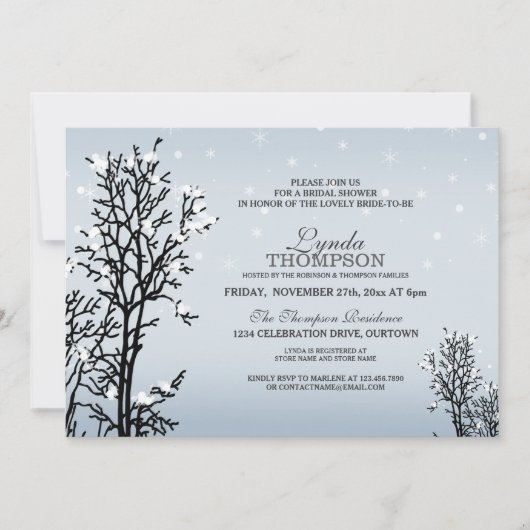 Winter Wonderland Bridal Shower Invitation Kaart (Voorkant)