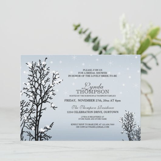 Winter Wonderland Bridal Shower Invitation Kaart (Staand voorkant)