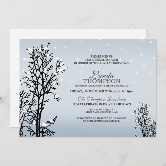 Winter Wonderland Bridal Shower Invitation Kaart (Voorkant / Achterkant)