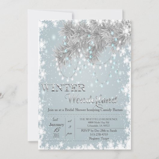 Winter Wonderland Bridal Shower Invitation Kaart (Voorkant)