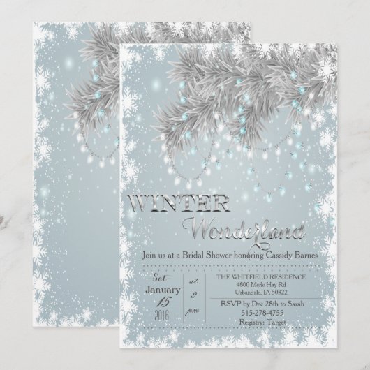 Winter Wonderland Bridal Shower Invitation Kaart (Voorkant / Achterkant)
