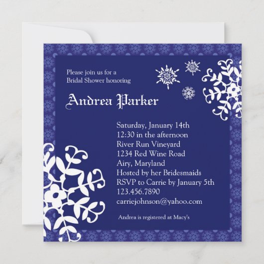 Winter Wonderland Bridal Shower Invitation Kaart (Voorkant)