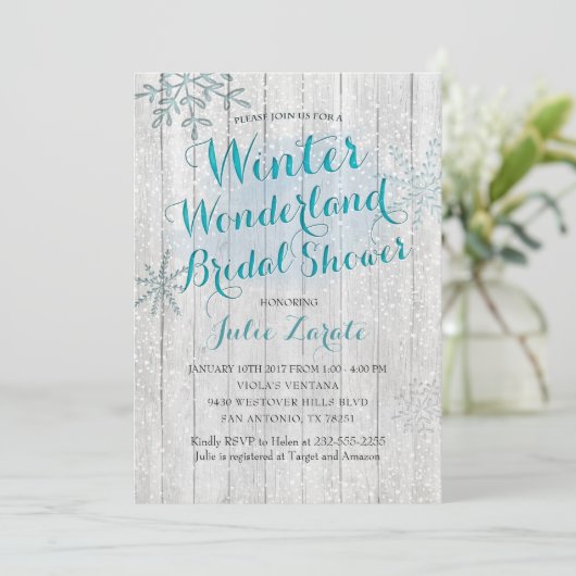 Winter Wonderland Bridal Shower-uitnodiging Kaart (Staand voorkant)
