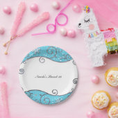 Winter Wonderland Bright Blue & Silver Swirls Papieren Bordje (Feest)