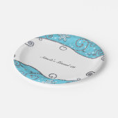 Winter Wonderland Bright Blue & Silver Swirls Papieren Bordje (Gekanteld)