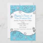 Winter Wonderland Bright Blue Snowflake uitnodigin Kaart (Voorkant)