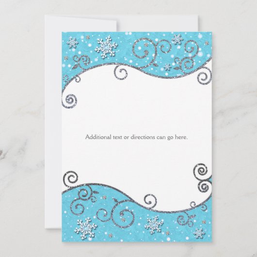 Winter Wonderland Bright Blue Snowflake uitnodigin Kaart (Achterkant)