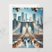 Winter Wonderland. Brooklyn Bridge - Amsterdam Feestdagenkaart (Voorkant / Achterkant)