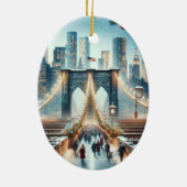 Winter Wonderland. Brooklyn Bridge - New York Keramisch Ornament (Achterkant)