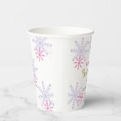 Winter Wonderland Bruidsfeest Borrel Gouden Glitte Papieren Bekers (Rechts)