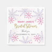 Winter Wonderland Bruidsfeest Pink Sneeuwvlok Servet (Voorkant)