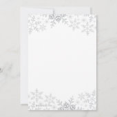 Winter Wonderland Bruidsfeest Zilveren Sneeuwvlokk Kaart (Achterkant)