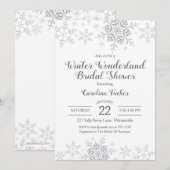 Winter Wonderland Bruidsfeest Zilveren Sneeuwvlokk Kaart (Voorkant / Achterkant)