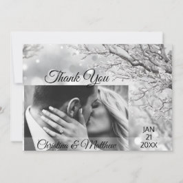 Winter Wonderland Bruiloft Dank u | FOTO Bedankkaart
