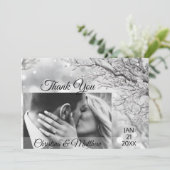Winter Wonderland Bruiloft Dank u | FOTO Bedankkaart (Staand voorkant)