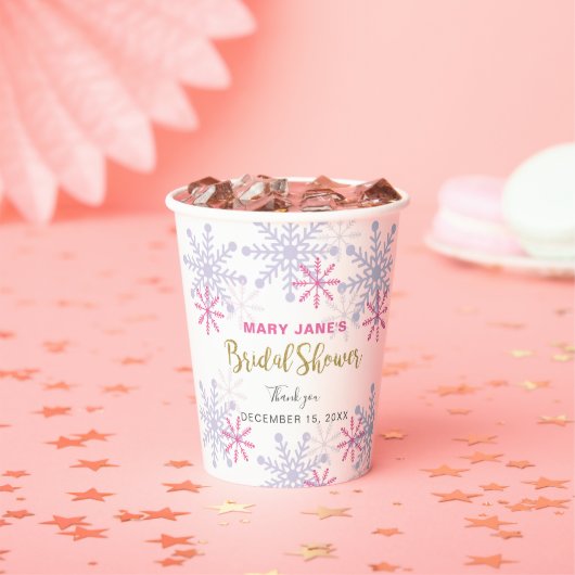 Winter Wonderland Bruiloft Feest Gouden Glittersne Papieren Bekers (Insitu)