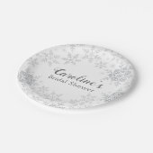 Winter Wonderland Bruiloft Feest Zilveren Sneeuwvl Papieren Bordje (Gekanteld)