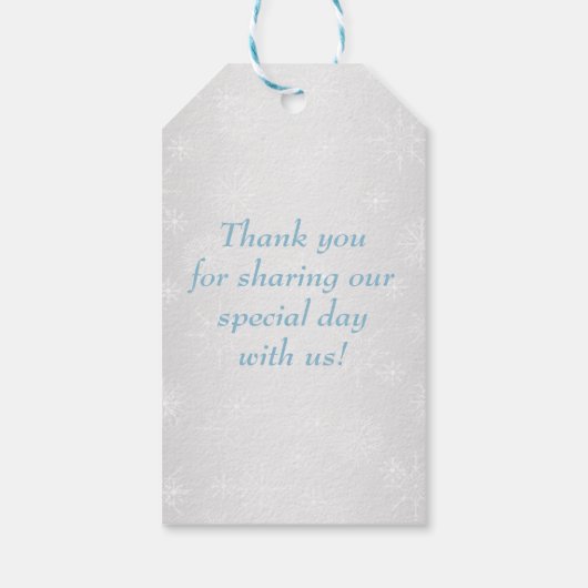 Winter Wonderland bruiloft gunst Label - Ice Blue Cadeaulabel (Achterkant)