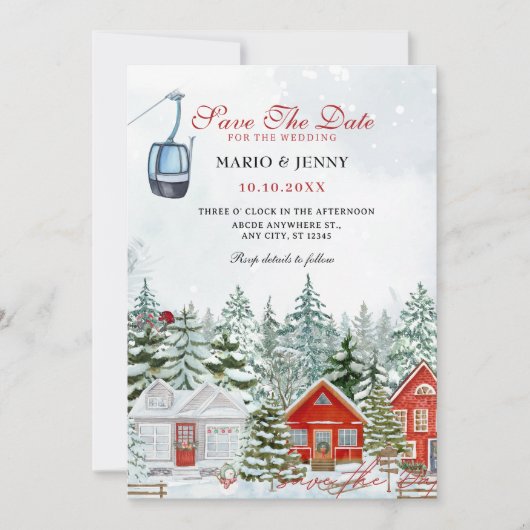 Winter Wonderland bruiloft Save The Date (Voorkant)