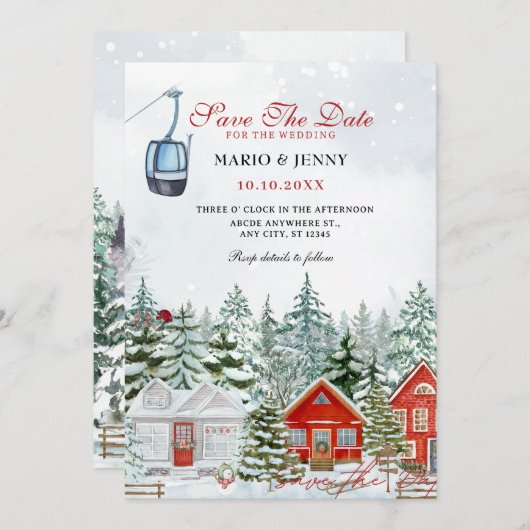 Winter Wonderland bruiloft Save The Date (Voorkant / Achterkant)