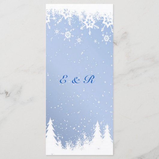 Winter Wonderland bruiloft, sneeuw, kerstfeest, Menu (Achterkant)