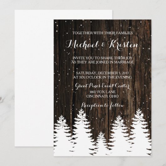 Winter Wonderland bruiloft uitnodigingen (Voorkant / Achterkant)