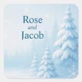 Winter Wonderland Bruiloft Vierkante Sticker (Voorkant)