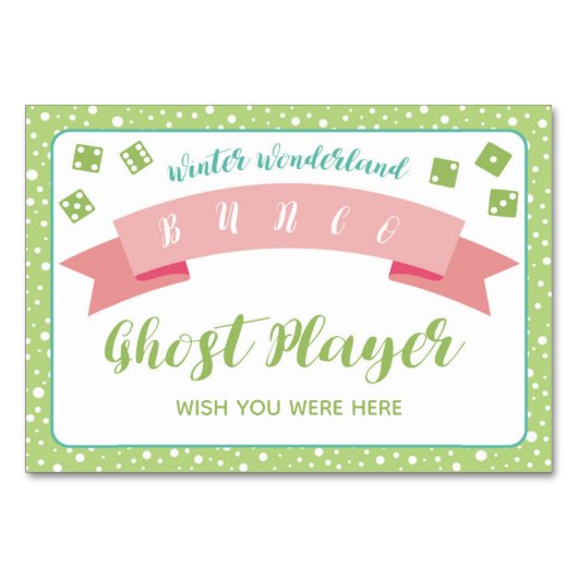 Winter Wonderland Bunco Game Ghost Player Kaart (Achterkant)
