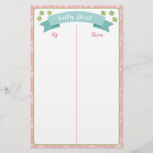 Winter Wonderland Bunco Party Game Tally Sheet (Voorkant)