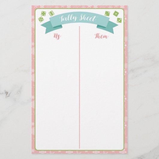 Winter Wonderland Bunco Party Game Tally Sheet (Achterkant)
