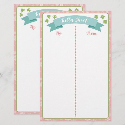 Winter Wonderland Bunco Party Game Tally Sheet (Voorkant / Achterkant)