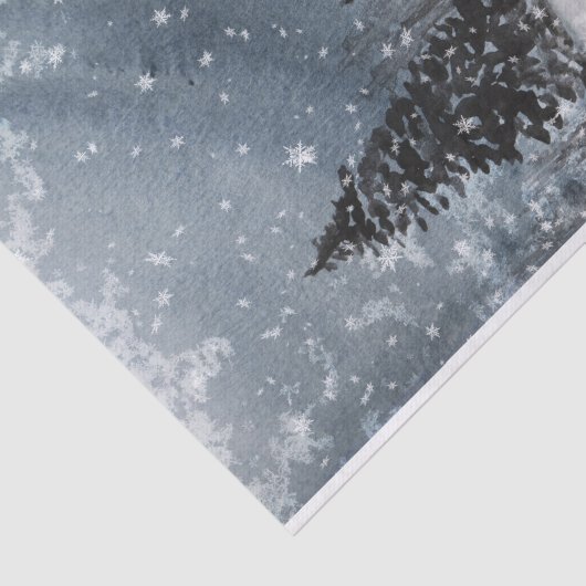 Winter Wonderland Cabin Snow Landschap Tissuepapier (Detail)