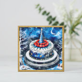 Winter Wonderland Cake Feestdagenkaart (Staand voorkant)
