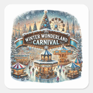 Winter Wonderland Carnaval Kerstmis Vierkante Sticker