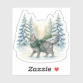 Winter Wonderland Cat Snowy Forest Scarf Christmas Sticker (Vel)