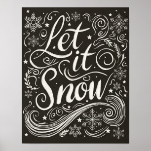Winter Wonderland Chalkboard laat het sneeuwen Poster