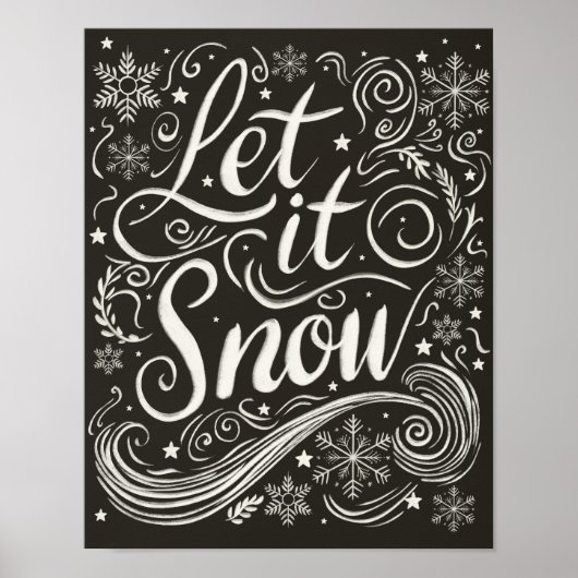 Winter Wonderland Chalkboard laat het sneeuwen Poster (Voorkant)
