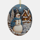Winter Wonderland Charm: Retro Kerstmis Keramisch Ornament (Rechts)
