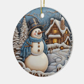 Winter Wonderland Charm: Retro Kerstmis Keramisch Ornament (Links)