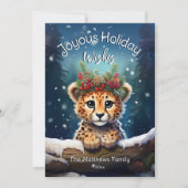 Winter Wonderland Cheetah Cub Vrolijk Kerstfeest Feestdagenkaart (Voorkant)