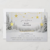 Winter Wonderland Chic Grey Gold Baby Shower Kaart (Voorkant)