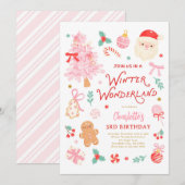 Winter Wonderland Christmas Birthday Party Kaart (Voorkant / Achterkant)