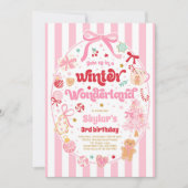 Winter Wonderland Christmas Coquette Bow Birthday Kaart (Voorkant)